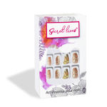 Buy Secret Lives artificial fake false press on nails nude color with white pearls & silver glitter with 3d bow design 24 Pc - Purplle