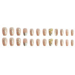 Buy Secret Lives artificial fake false press on nails nude color with white pearls & silver glitter with 3d bow design 24 Pc - Purplle