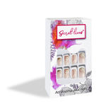 Buy Secret Lives acrylic artifical fake reusable false artifical press on nails translucent pink color with silverish golden glitter 3D flowers and pearl design 24 Pc with kit - Purplle