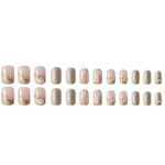 Buy Secret Lives acrylic artifical fake reusable false artifical press on nails translucent pink color with silverish golden glitter 3D flowers and pearl design 24 Pc with kit - Purplle