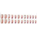 Buy Secret Lives acrylic translucent press on nails artifical designer 3D white bow & pearl with pink glitter color nails extension 24 Pc combo set with kit beautiful fake false nails - Purplle