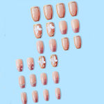 Buy Secret Lives acrylic translucent press on nails artifical designer 3D white bow & pearl with pink glitter color nails extension 24 Pc combo set with kit beautiful fake false nails - Purplle