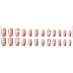 Buy Secret Lives acrylic translucent press on nails artifical designer 3D white bow & pearl with pink glitter color nails extension 24 Pc combo set with kit beautiful fake false nails - Purplle