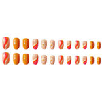 Buy Secret Lives acrylic artifical press on nails artifical designer fake nails extension gloss mango color with white and pink curves 24 Pc set convinent than manicure - Purplle