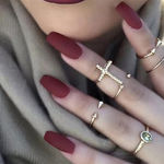 Buy Secret Lives acrylic press on nails designer artifical nails extension maroon matte 24 Pc set with glue sheet - Purplle