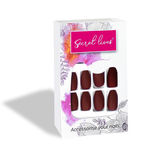 Buy Secret Lives acrylic press on nails designer artifical nails extension maroon matte 24 Pc set with glue sheet - Purplle