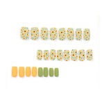 Buy Secret Lives Acrylic Artifical Matte Reusable Fake False Mustard Color Flower Design with Green & Black Color Press on Nails 24 Pc Set with Kit - Purplle