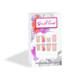 Buy Secret Lives Glossy Reusable Acrylic Artifical Fake False Lightweight & Long Lasting Press on Nails Pink Orange Strips Combo 24 Pc Set with Kit - Purplle
