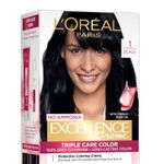 Buy L'Oreal Paris Excellence Creme Triple Care Hair Color Volume- 72 ml+100g - Black 1 No Ammonia - Purplle