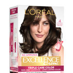 Buy L'Oreal Paris NO AMMONIA EXCELLENCE CREAM, Radiant At-Home Hair Colour with up to 100% Grey Coverage, Pro-Keratin, Up to 8 Weeks of Colour, Excellence Creme, 4 Natural Brown, 72 ml + 100 gm - Purplle