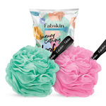 Buy Fabskin Luxury Bathing Round Loofah for Men and Women - Pack Of 2 - Aqua Green & Pink - Purplle