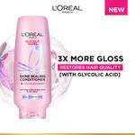 Buy L'Oreal Paris Glycolic Gloss Shine Sealing Conditioner, Powered By 4% Glycolic Acid, for Dull Hair, Smoothens Hair Fiber For 3X More Gloss, 340 ml - Purplle