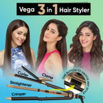 Buy Vega 3 in 1 Hair Styler for Women | Straightener, Curler and Crimper, Suitable for All Hair Types, Gold-Black (VHSCC-01) - Purplle