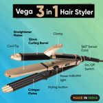 Buy Vega 3 in 1 Hair Styler for Women | Straightener, Curler and Crimper, Suitable for All Hair Types, Gold-Black (VHSCC-01) - Purplle