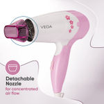 Buy Vega Insta Glam Foldable 1000 Watts Hair Dryer with 2 Heat & Speed Settings, Detachable Nozzle, Overheat Cut-out, Quick Dry with 1000W, Hair Dryer for Women, VHDH-20, (Made in India) - Purplle