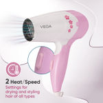 Buy Vega Insta Glam Foldable 1000 Watts Hair Dryer with 2 Heat & Speed Settings, Detachable Nozzle, Overheat Cut-out, Quick Dry with 1000W, Hair Dryer for Women, VHDH-20, (Made in India) - Purplle