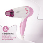 Buy Vega Insta Glam Foldable 1000 Watts Hair Dryer with 2 Heat & Speed Settings, Detachable Nozzle, Overheat Cut-out, Quick Dry with 1000W, Hair Dryer for Women, VHDH-20, (Made in India) - Purplle