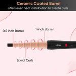 Buy Vega I-Curl Hair Curler for Women with Ceramic Coated 0.5 inch-1 inch Barrel, Quick Heatup Technology, LED Indicator, Salon Style at Home, Suitable for All Hair Types, (VHCH-05) - Purplle