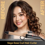 Buy Vega Ease Curl 19 mm Barrel Hair Curler for Women with Ceramic Coated Plates, Cool Tip, Adjustable Temperature, for Long-Lasting Bouncy Looking Curls, All Hair Types, (VHCH-01) - Purplle