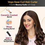 Buy Vega Ease Curl 19 mm Barrel Hair Curler for Women with Ceramic Coated Plates, Cool Tip, Adjustable Temperature, for Long-Lasting Bouncy Looking Curls, All Hair Types, (VHCH-01) - Purplle
