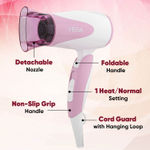 Buy Vega Blooming Air Foldable 1000 Watts Hair Dryer for Women with Quick Dry, Flexible Heat Setting and Detachable Nozzle, Automatic Overheat Cutout (VHDH-05), (Made in India) - Purplle