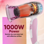 Buy Vega Blooming Air Foldable 1000 Watts Hair Dryer for Women with Quick Dry, Flexible Heat Setting and Detachable Nozzle, Automatic Overheat Cutout (VHDH-05), (Made in India) - Purplle