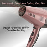 Buy Vega Go Pro 2100W Professional Hair Dryer with Detachable Nozzle, 2 Speed & 3 Temperature Settings with Cool Shot Button for Salon-like Blow Dry, Hair dryer for Men & Women (VHDH-25) - Purplle