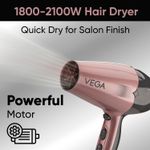 Buy Vega Go Pro 2100W Professional Hair Dryer with Detachable Nozzle, 2 Speed & 3 Temperature Settings with Cool Shot Button for Salon-like Blow Dry, Hair dryer for Men & Women (VHDH-25) - Purplle