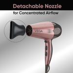 Buy Vega Go Pro 2100W Professional Hair Dryer with Detachable Nozzle, 2 Speed & 3 Temperature Settings with Cool Shot Button for Salon-like Blow Dry, Hair dryer for Men & Women (VHDH-25) - Purplle