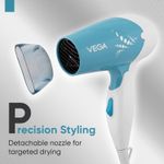 Buy Vega Insta Glam Foldable 1000 Watts Hair Dryer for Men and Women with 2 Heat & Speed Settings, Detachable Nozzle, Automatic Overheat Cut-out, VHDH-29, (Made in India) 1 pc - Purplle