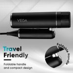 Buy Vega Style Pro 1600W Foldable Hair Dryer with 2X Faster Drying, 3 Heat and 2 Speed Settings, Concentrator Nozzle & Diffuser, Hair Dryer for Men and Women (VHDH-34) 1 pc - Purplle