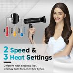 Buy Vega Style Pro 1600W Foldable Hair Dryer with 2X Faster Drying, 3 Heat and 2 Speed Settings, Concentrator Nozzle & Diffuser, Hair Dryer for Men and Women (VHDH-34) 1 pc - Purplle