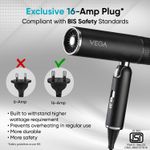 Buy Vega Style Pro 1600W Foldable Hair Dryer with 2X Faster Drying, 3 Heat and 2 Speed Settings, Concentrator Nozzle & Diffuser, Hair Dryer for Men and Women (VHDH-34) 1 pc - Purplle