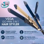 Buy Vega 3 in 1 Mini Hair Styler- Mini Hair Straightener, Mini Curler & Mini Hair Crimper for Women, Travel Friendly, India's No.1* Hair Styler Appliance Brand, (VHSCC-06) 1 pc - Purplle