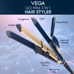 Buy Vega 3 in 1 Mini Hair Styler- Mini Hair Straightener, Mini Curler & Mini Hair Crimper for Women, Travel Friendly, India's No.1* Hair Styler Appliance Brand, (VHSCC-06) 1 pc - Purplle