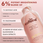 Buy mCaffeine Detan Body Wash | 1% Glycolic, 2% Niacinamide, 3% Kojic Acid-Glutathione blend | Reduces Dark Spots & Brightens Skin | Tangy Guava- 300 ml - Purplle