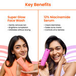 Buy Foxtale Clear Glow Combo | Super Glow Face Wash + 12% Niacinamide Serum + Oil Balancing Moisturizer + SPF 70 Matte Sunscreen | Fades tan, controls oil, clears skin, adds glow  - Purplle