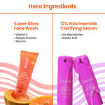 Buy Foxtale Clear Glow Combo | Super Glow Face Wash + 12% Niacinamide Serum + Oil Balancing Moisturizer + SPF 70 Matte Sunscreen | Fades tan, controls oil, clears skin, adds glow  - Purplle