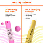 Buy Foxtale Clear Glow Combo | Super Glow Face Wash + 12% Niacinamide Serum + Oil Balancing Moisturizer + SPF 70 Matte Sunscreen | Fades tan, controls oil, clears skin, adds glow  - Purplle
