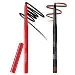 Buy FACES CANADA Magnet Eyes Black (0.35g) + Brown Kajal (0.30g) Combo | Highly Pigmented Kohl | 12 Hr Long Stay | Matte Finish | Single Stroke Glide | Waterproof, Smudgeproof & Fadeproof | Enriched With Almond Oil & Vitamin E - Purplle