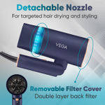 Buy Vega Ionic 1400W Foldable Hair Dryer for Men and Women, Quick & Fast Drying with Ionic Technology & 2 Heat/Speed Settings, Cool Shot Button, Detachable Nozzle, , Travel Friendly, All Hair Types, (VHDH-35) 1 pc - Purplle