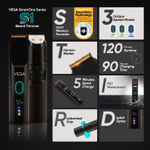 Buy Vega SmartOne S1 Beard Trimmer for Men with AI SmartTrim Technology Titanium Blade, Digital Display, 120 mins Runtime, IPX7 Waterproof & 40 Length Settings, 3 Unique Speed Mode Black (VHTH-30) | Gift for men 1 pc - Purplle