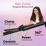 Buy Vega Miss Dazzle Styling Set for Women, Hair Straightener with Ceramic Coated Plates & Curler Combo 19 MM Barrel Hair, Easy Lock System, Safety Stand |(VHSS-02) | Gift set 1 pc - Purplle