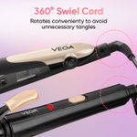Buy Vega Miss Dazzle Styling Set for Women, Hair Straightener with Ceramic Coated Plates & Curler Combo 19 MM Barrel Hair, Easy Lock System, Safety Stand |(VHSS-02) | Gift set 1 pc - Purplle