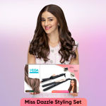 Buy Vega Miss Dazzle Styling Set for Women, Hair Straightener with Ceramic Coated Plates & Curler Combo 19 MM Barrel Hair, Easy Lock System, Safety Stand |(VHSS-02) | Gift set 1 pc - Purplle