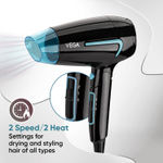 Buy Vega U Style 1600W Foldable Hair Dryer for Women & Men with Cool Shot Button, 2 Speed/2 Heat Settings, Detachable Nozzle, Travel Friendly, Fast Hair Drying, (VHDH-24) 1 pc - Purplle