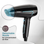 Buy Vega U Style 1600W Foldable Hair Dryer for Women & Men with Cool Shot Button, 2 Speed/2 Heat Settings, Detachable Nozzle, Travel Friendly, Fast Hair Drying, (VHDH-24) 1 pc - Purplle