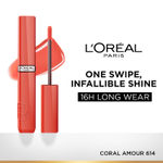 Buy L'Oreal Paris Infallible Laque Resistance Lacquer-Like Shine Finish. 16H Longwear Lacquer Lipstick. High-impact Color, Zero Transfer, 614 Coral Amour - 4 ml - Purplle