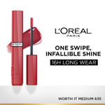Buy L'Oreal Paris Infallible Laque Resistance Lacquer-Like Shine Finish. 16H Longwear Lacquer Lipstick. High-impact Color, Zero Transfer, 635 Worth It Medium - 4 ml - Purplle