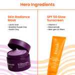 Buy Foxtale Skin Radiance Mask, With Lactic Acid, Brazilian Purple Clay And Kaolin Clay for Instant Brightness and Tighten Pore & Glow Sunscreen (12 gm + 30 ml) - Purplle
